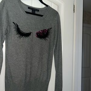 Gray Sweater French connection- with Eyelash Design